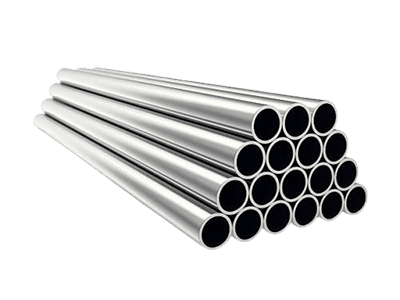 aluminum ectruded pipes and tube on white background